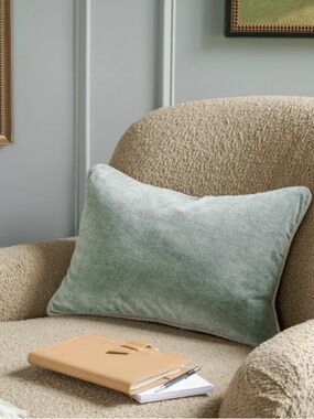 Heirloom Velvet Lumbar Pillow in Bay Green